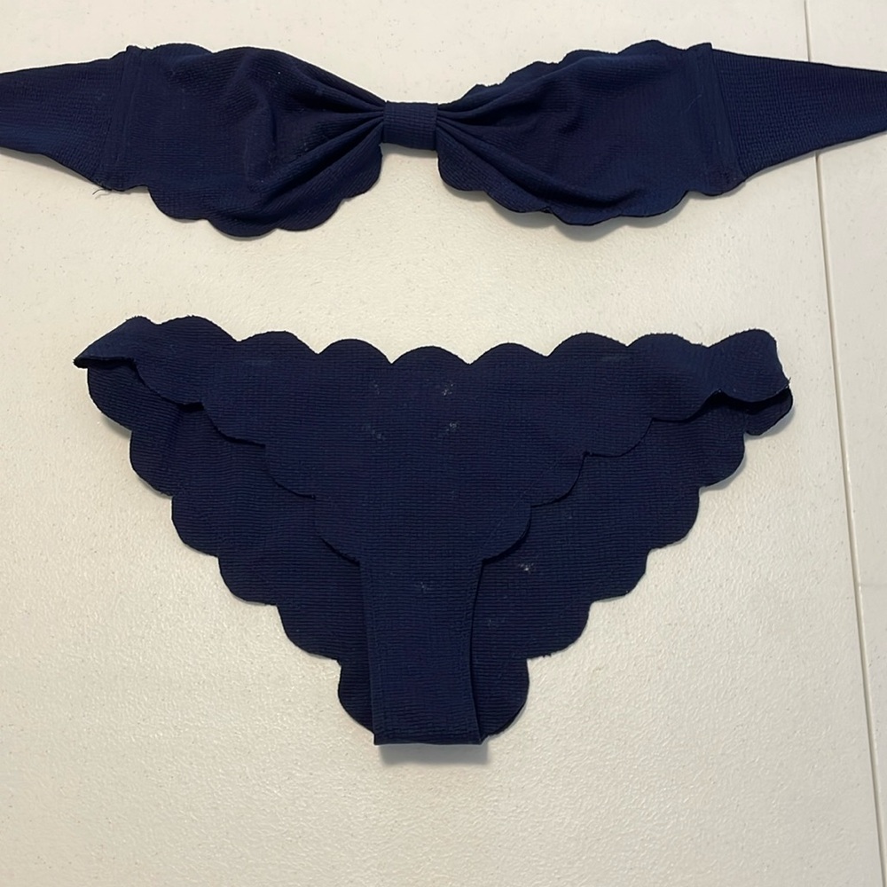 Marysia strapless bikini in navy blue